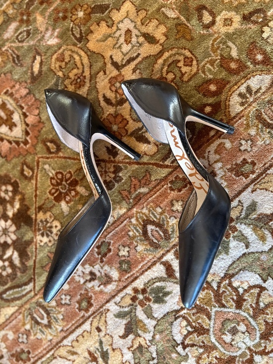 Sam Edelman Delilah Black Leather Heels Pumps Pointed - Picture 1 of 6